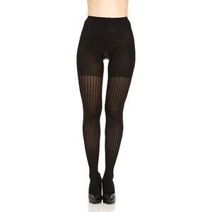 Star‎ Power by Spanx Shaping Tights Womens Size C Black Ribbed Row Patterned
